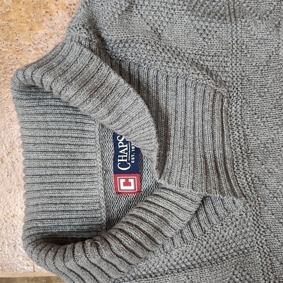 𝅺CHAPS grandpa sweater men's size large gray EUC - Picture 2 of 6